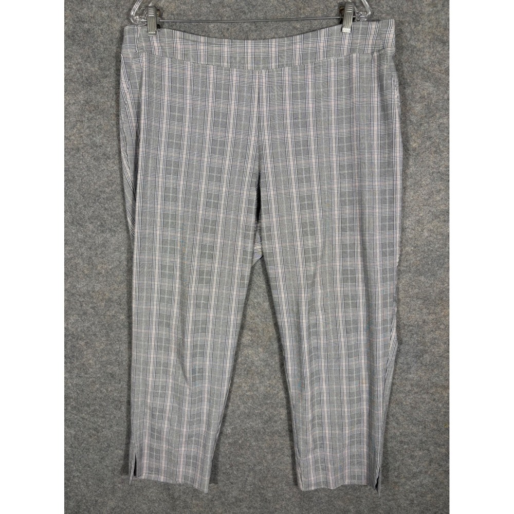 Rachel Zoe‎ Plaid Cropped Pants Women's Plus Size 18W Gray Pink Leggings